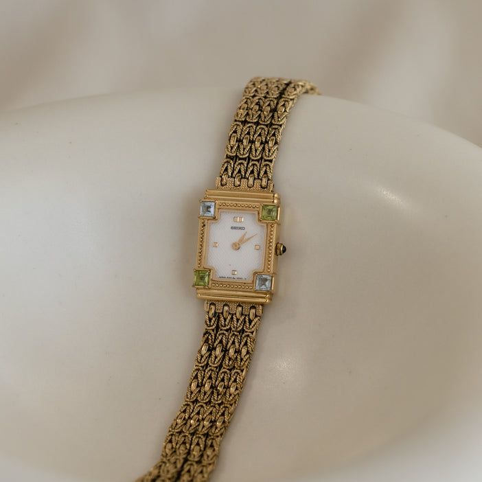 Vintage Seiko Woven Link Gold Watch