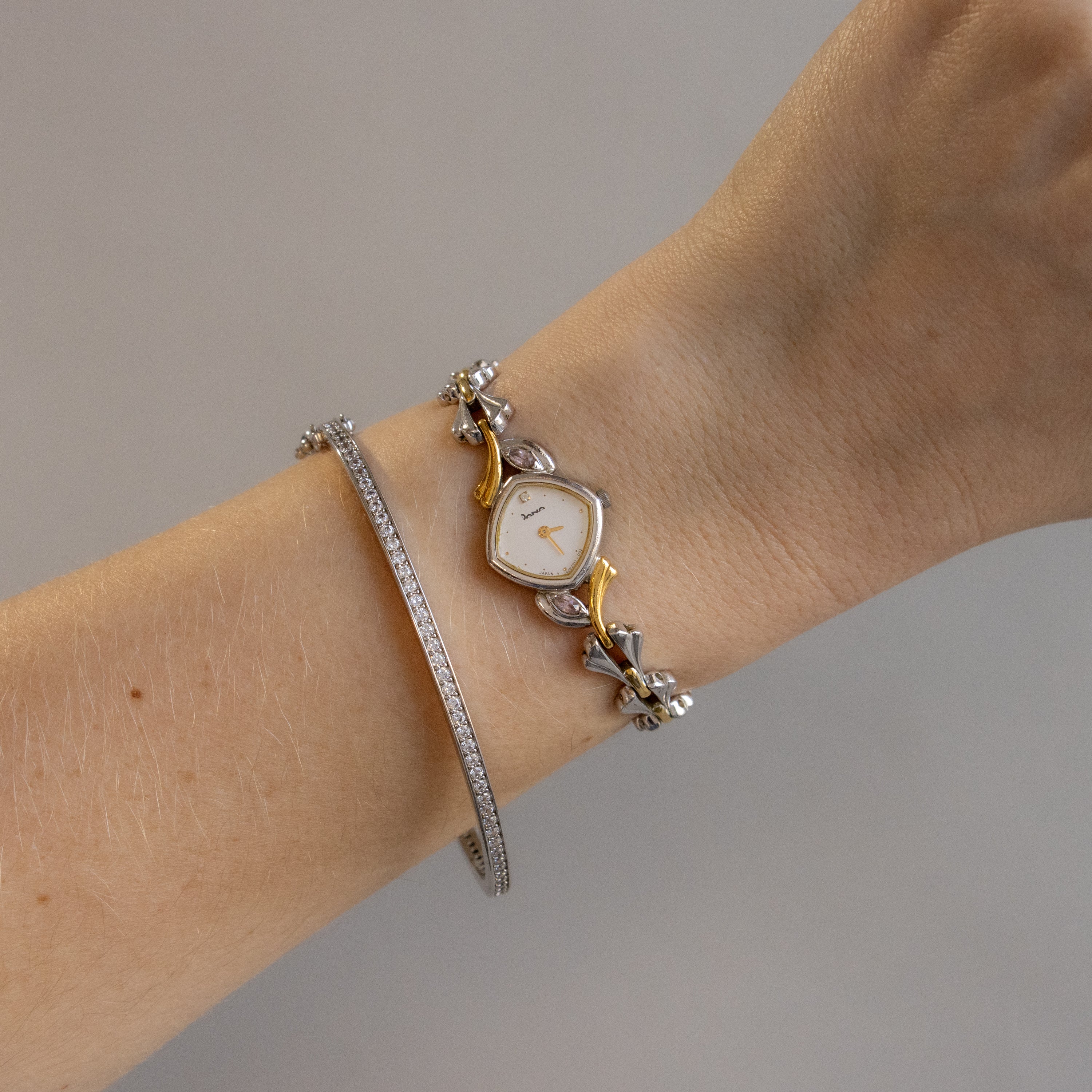 Vintage Dana Pink Tourmaline Two Tone Watch