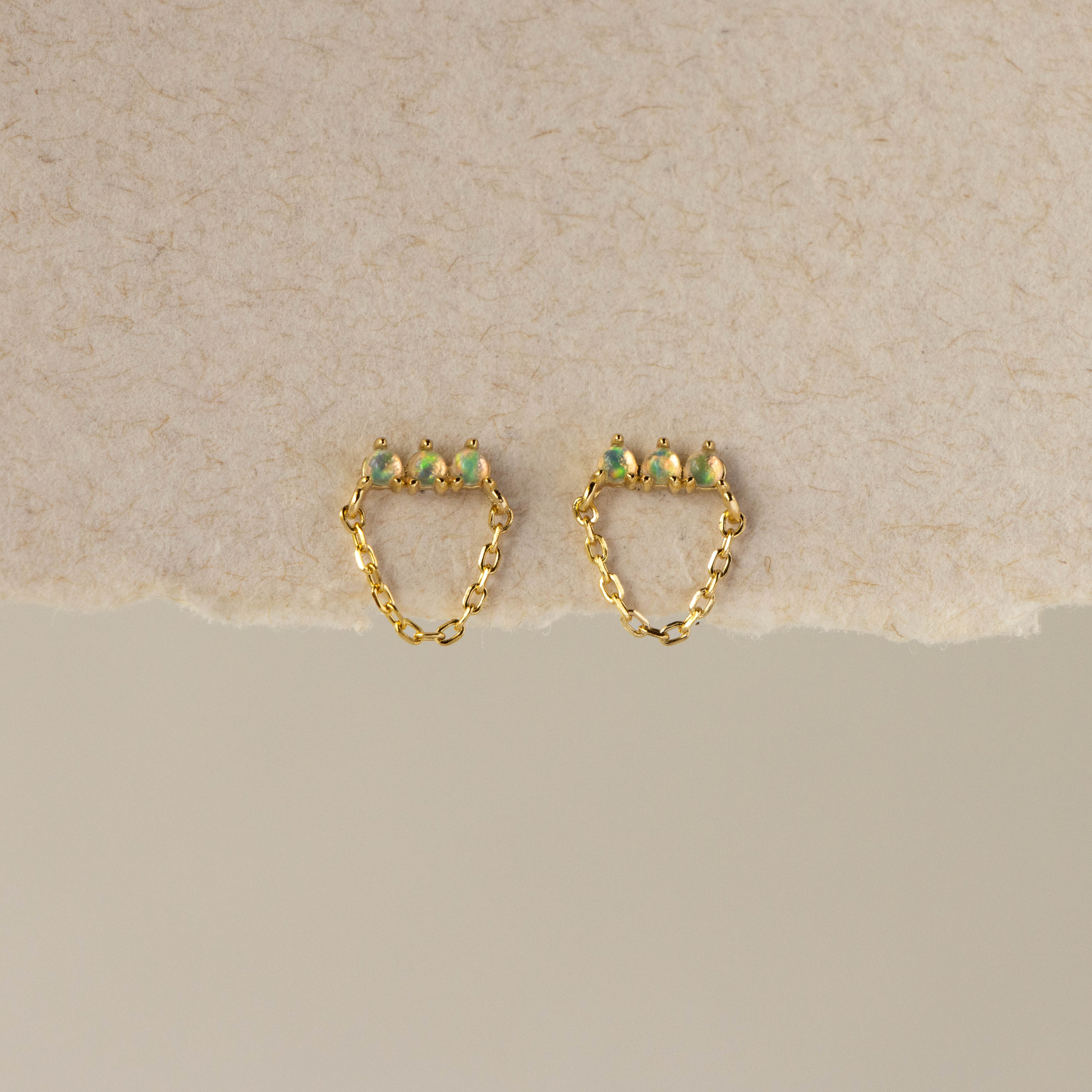 Opal Bar Chain Studs