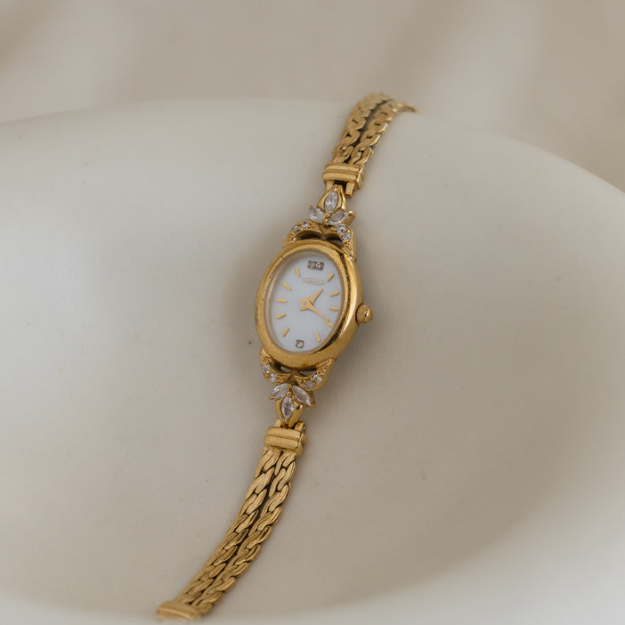 Vintage Aureole Pave Gold Watch