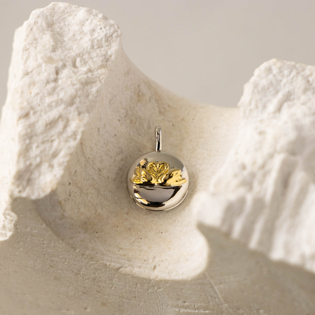 Mixed Metal Swan Locket
