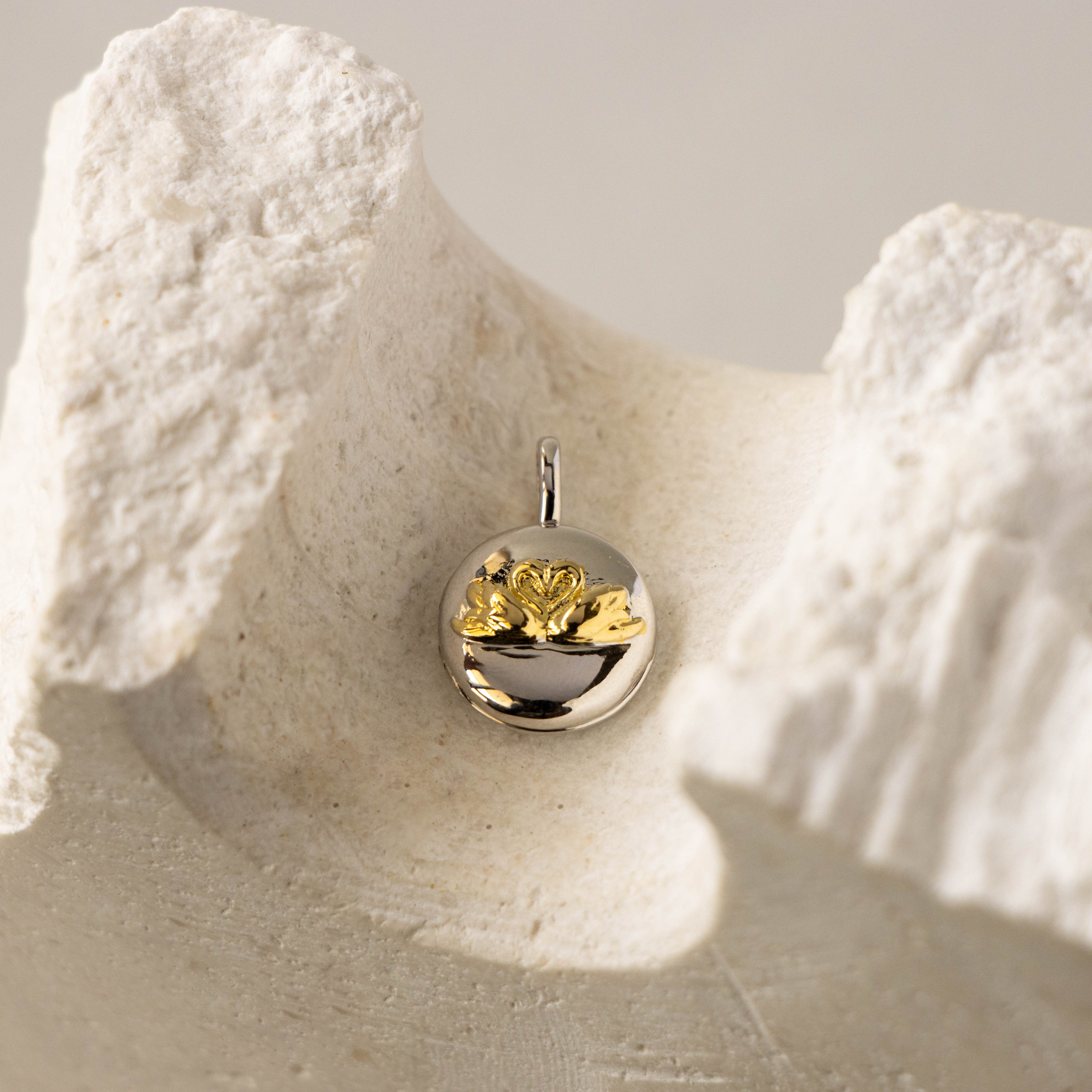 Mixed Metal Swan Locket