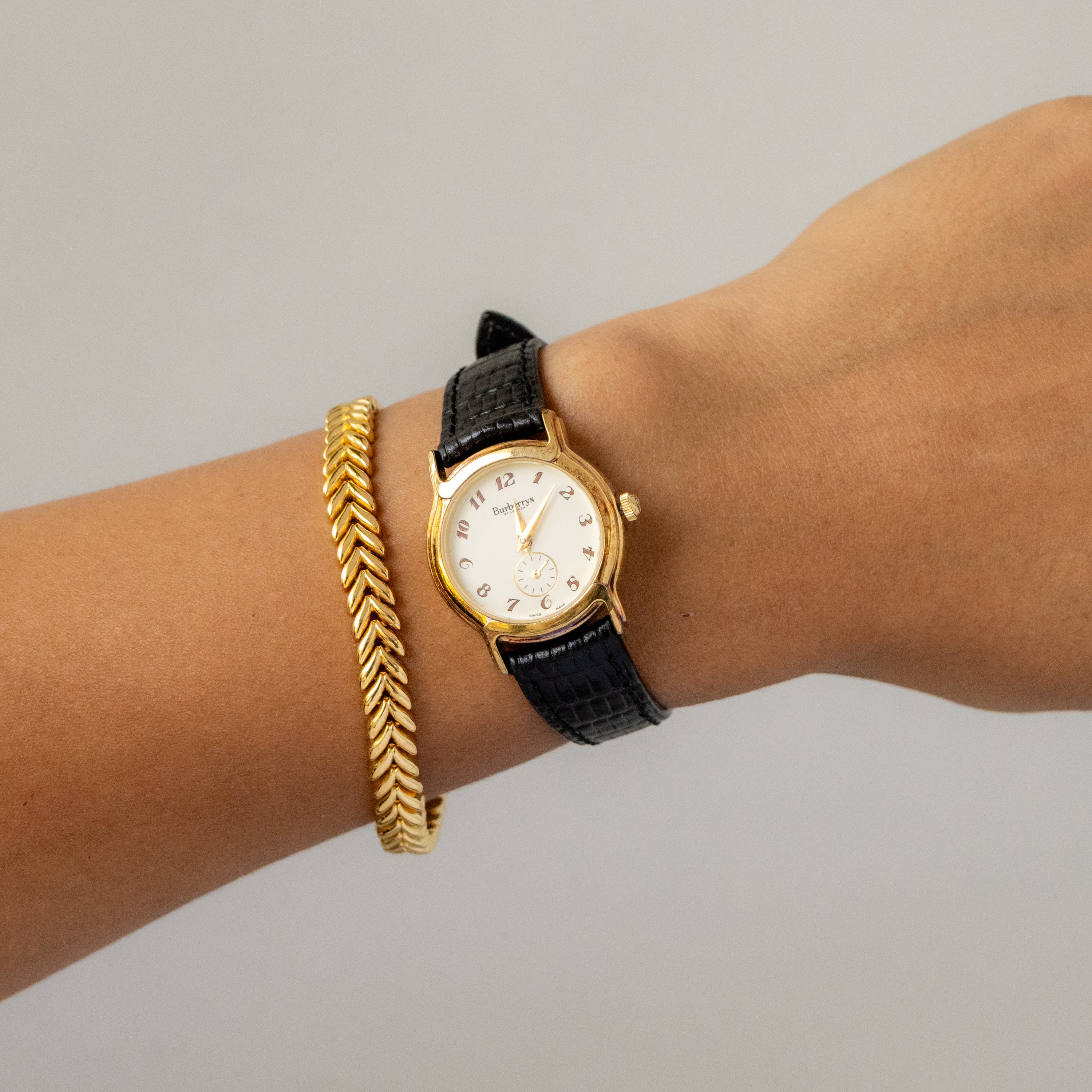 Vintage Burberrys Swiss Small Seconds Gold Watch