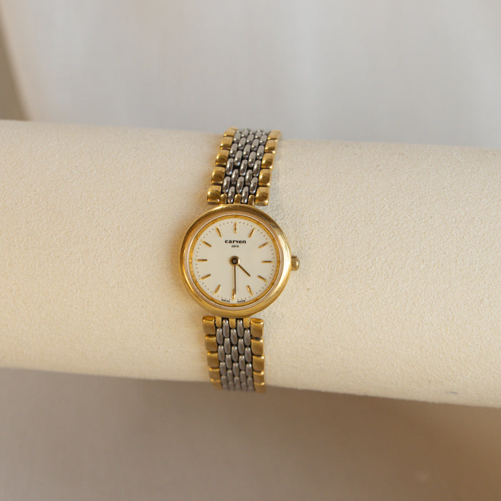 Vintage Carven Swiss Round Two Tone Watch