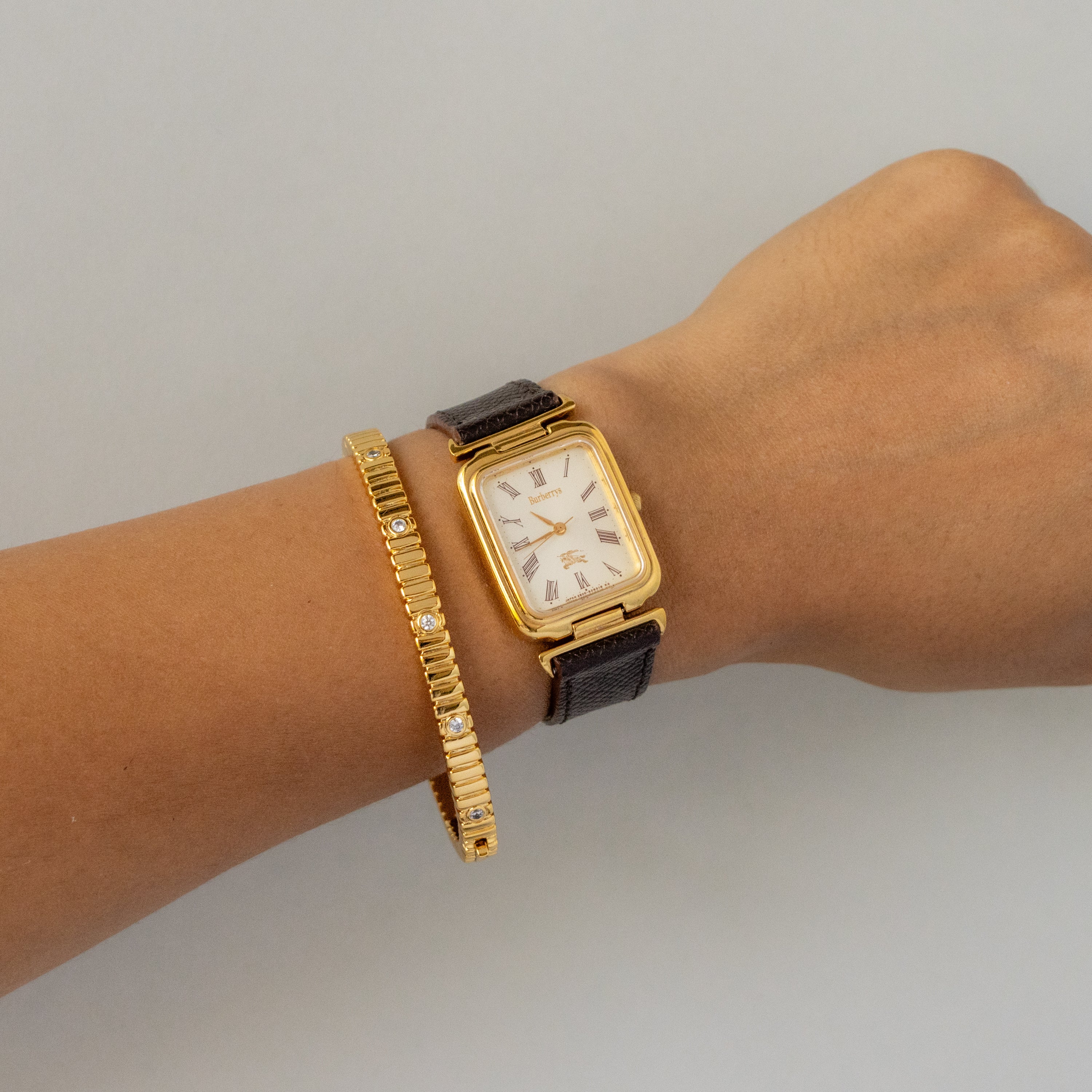 Vintage Burberrys Rectangular Gold Watch