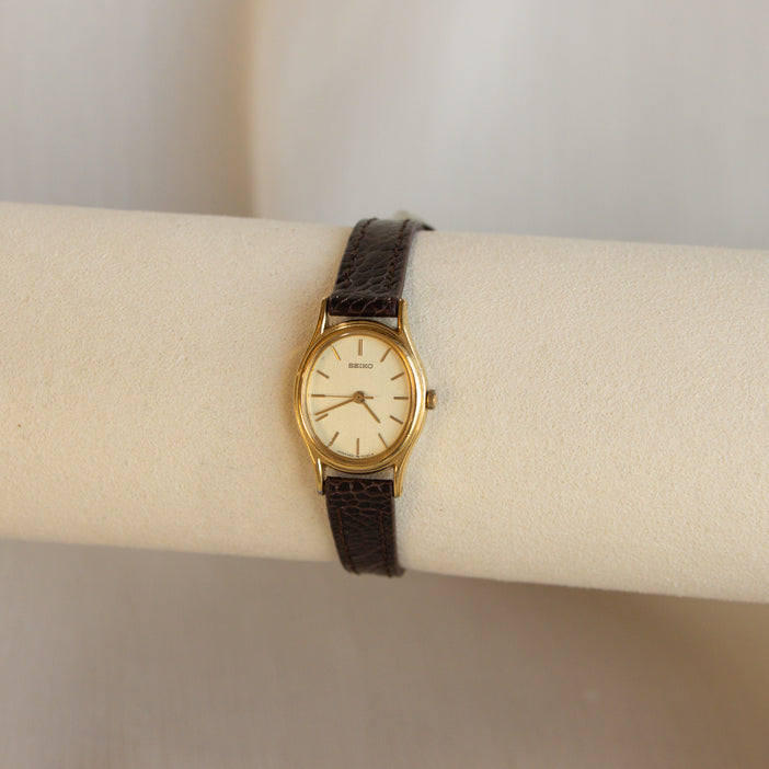 Vintage Seiko Slim Brown Strap Watch