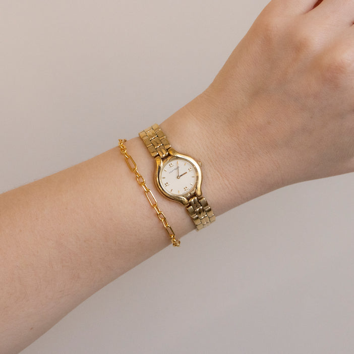 Vintage Courreges Motif Round Gold Watch