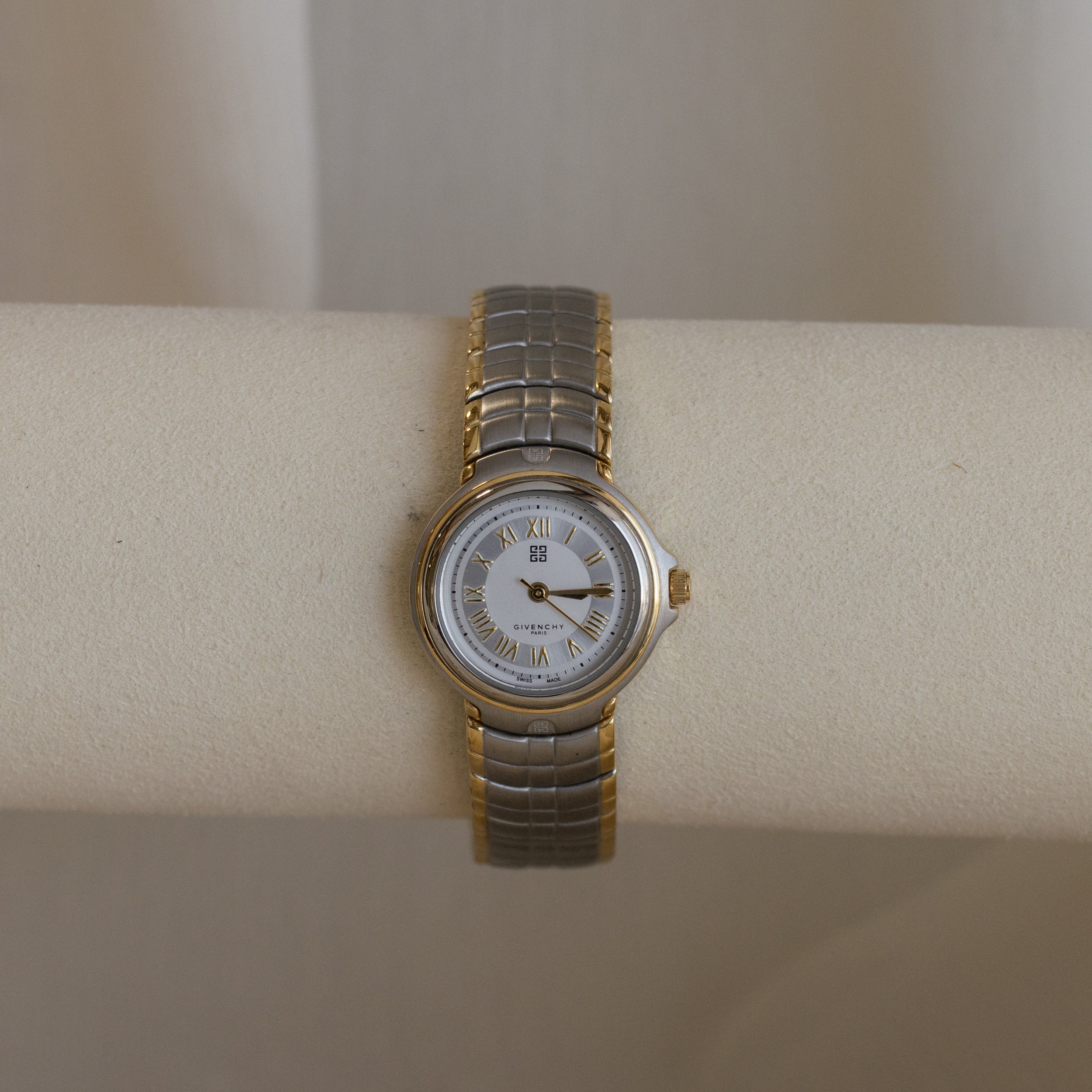 Vintage Givenchy Paris Swiss Round Two Tone Watch