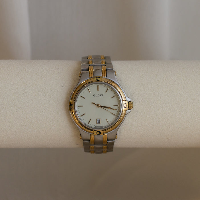 Vintage Gucci Swiss Round Two Tone Watch