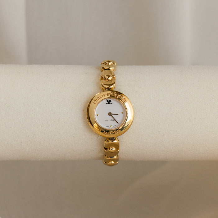 Vintage Courreges Paris Swiss Round Gold Watch