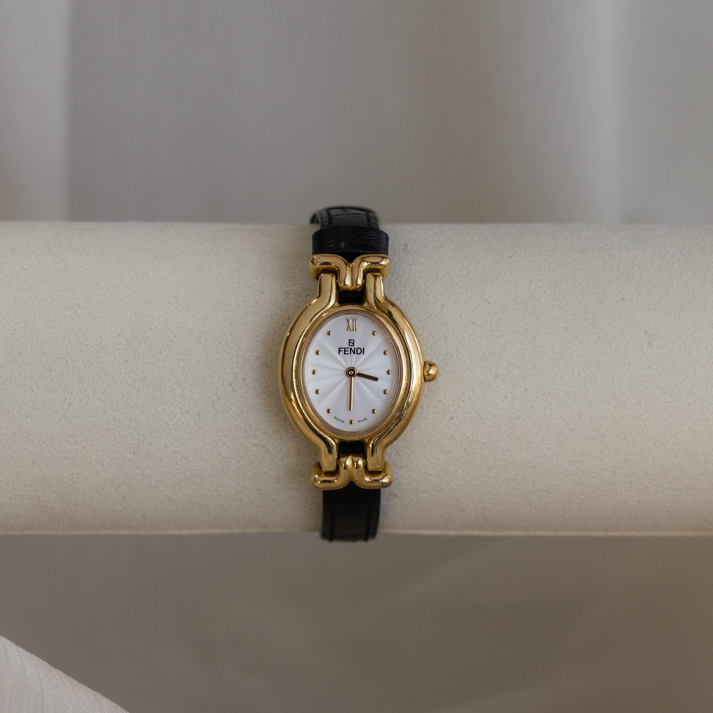 Vintage Fendi Swiss Black Strap Watch