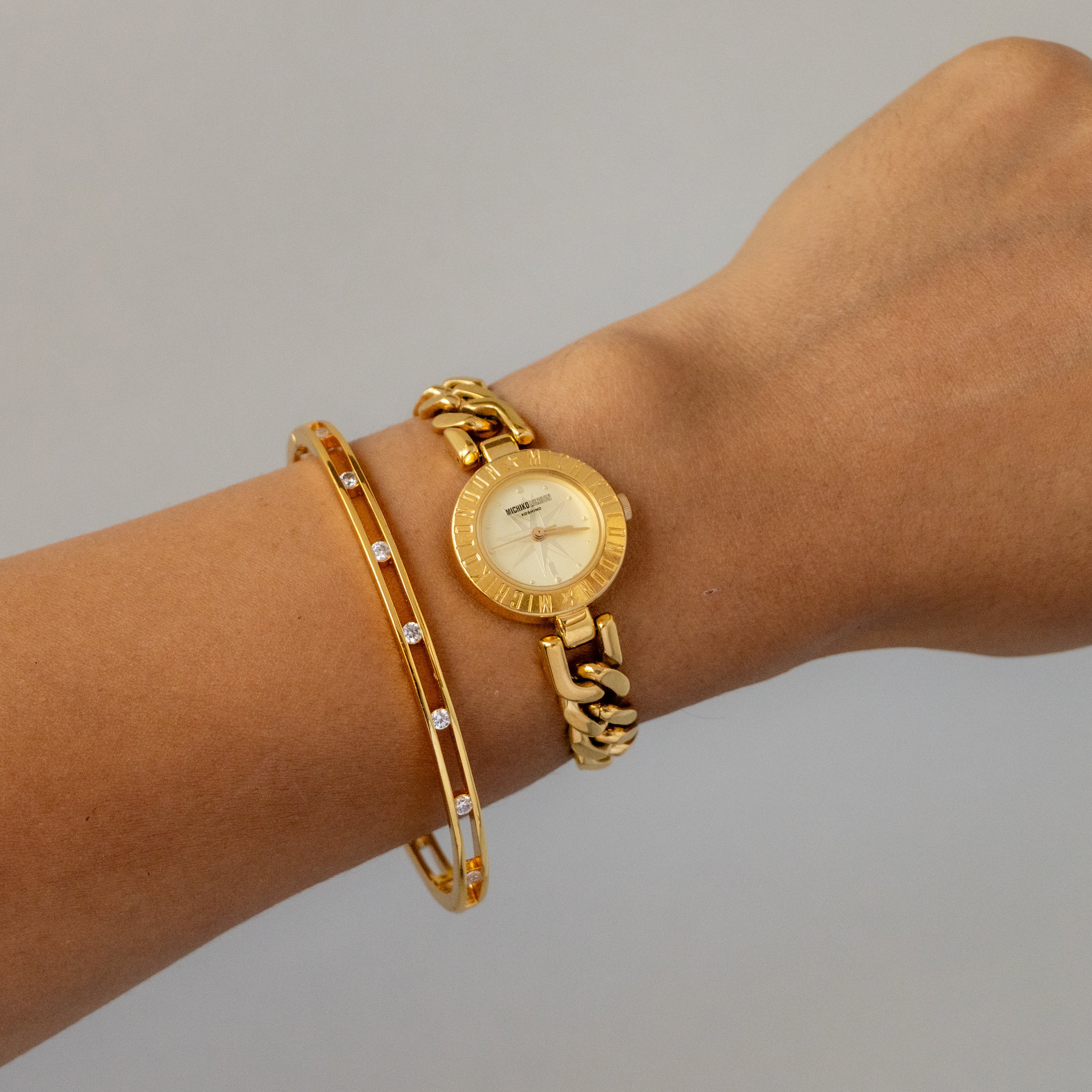 Vintage Michiko London Chainlink Gold Watch