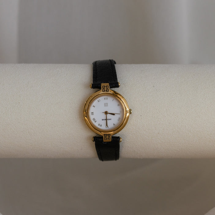 Vintage Givenchy Round Black Strap Watch