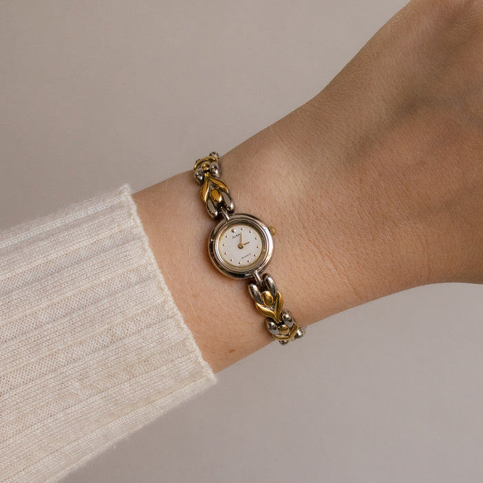 Vintage Alba Dainty Round Two Tone Watch