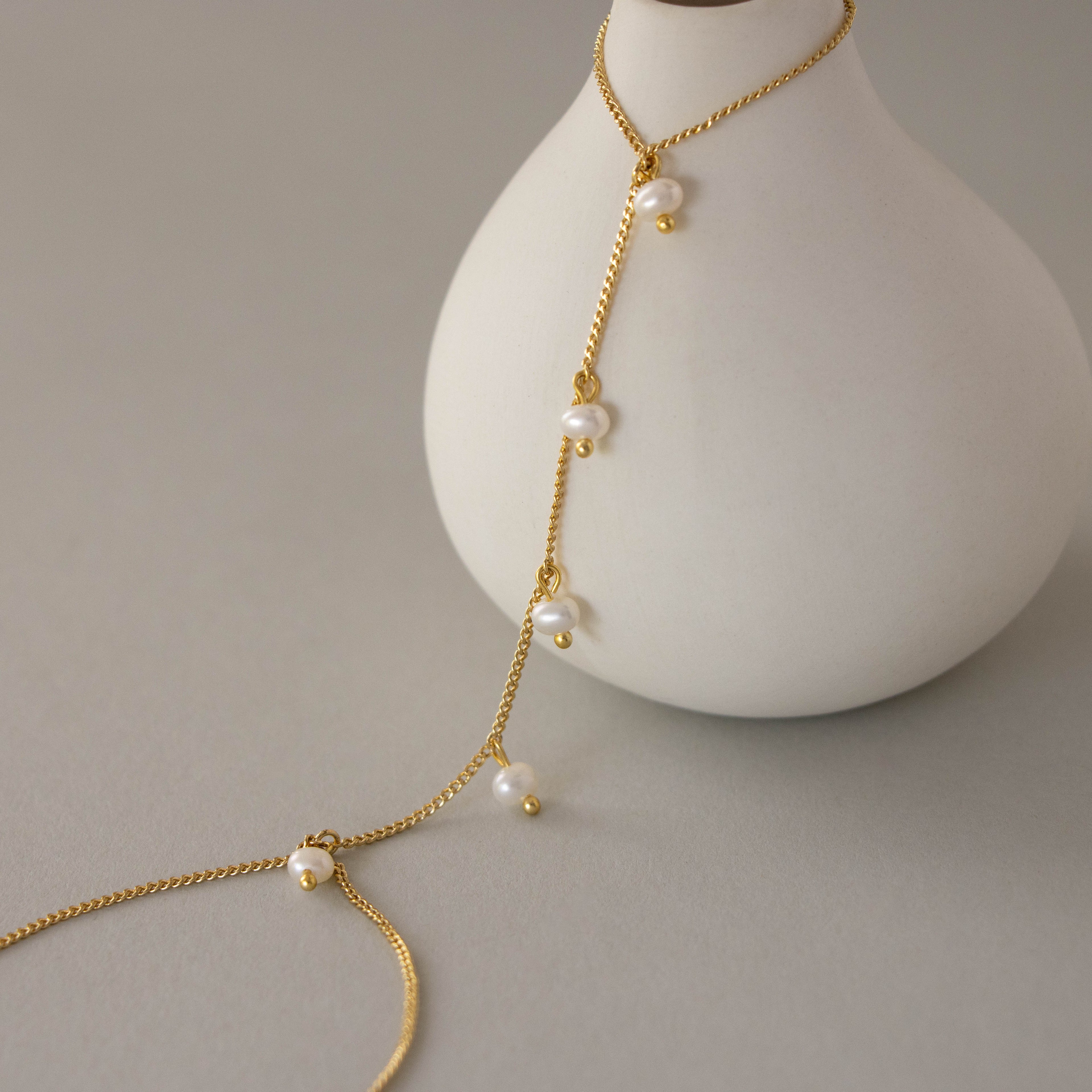 Beaded Pearl Box Hand Chain