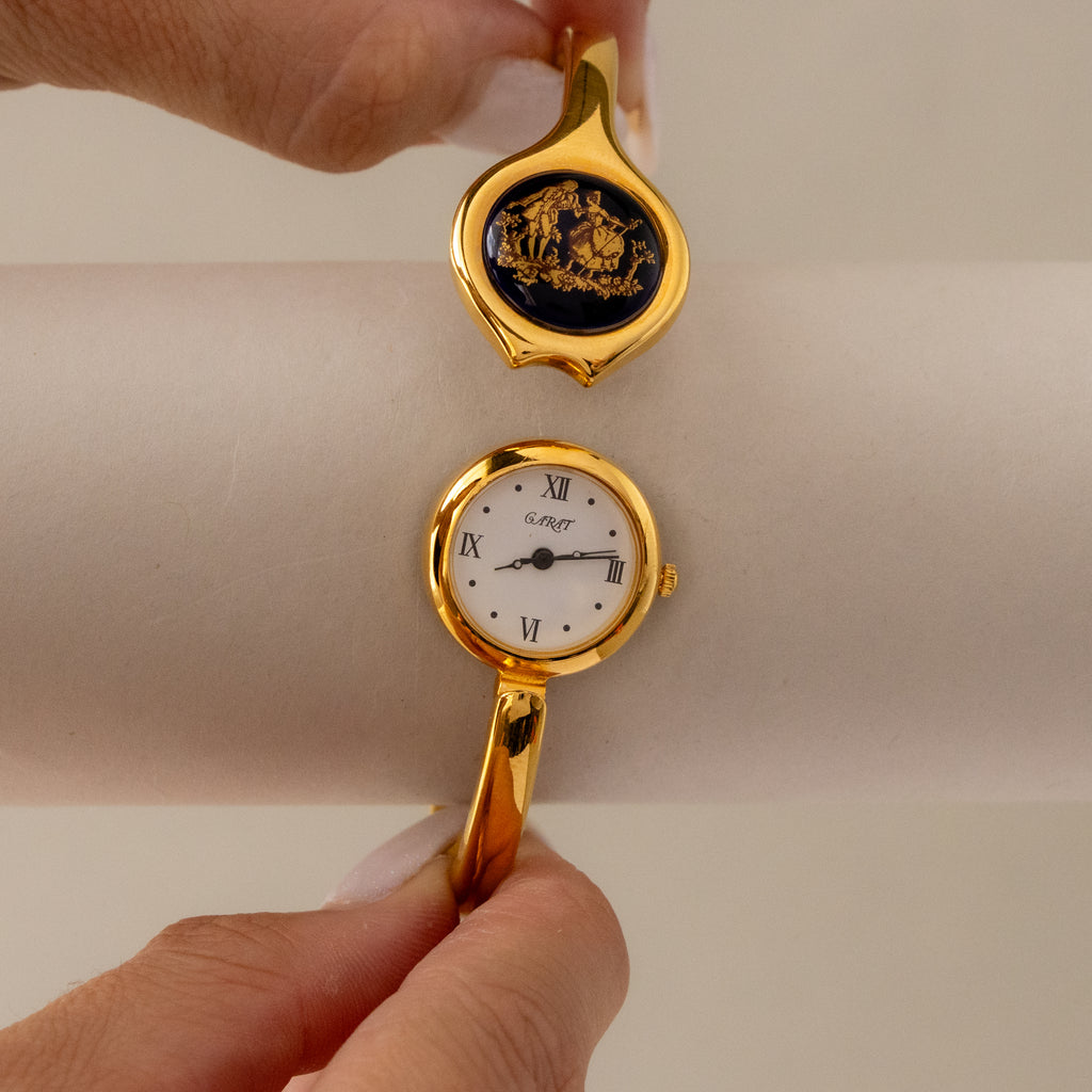 Vintage Carat Secret Dial Cuff Gold Watch