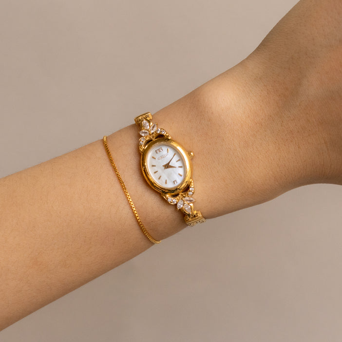 Vintage Aureole Pave Gold Watch