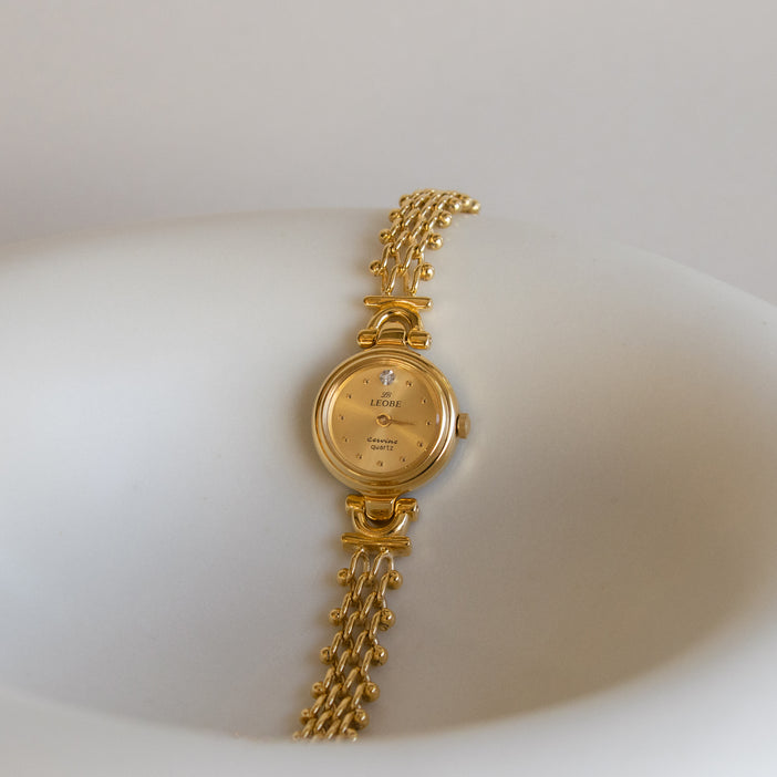 Vintage Leobe Round Gold Watch