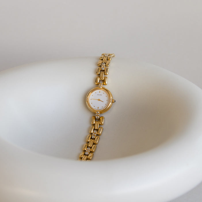 Vintage Citizen Beaded Round Gold Watch