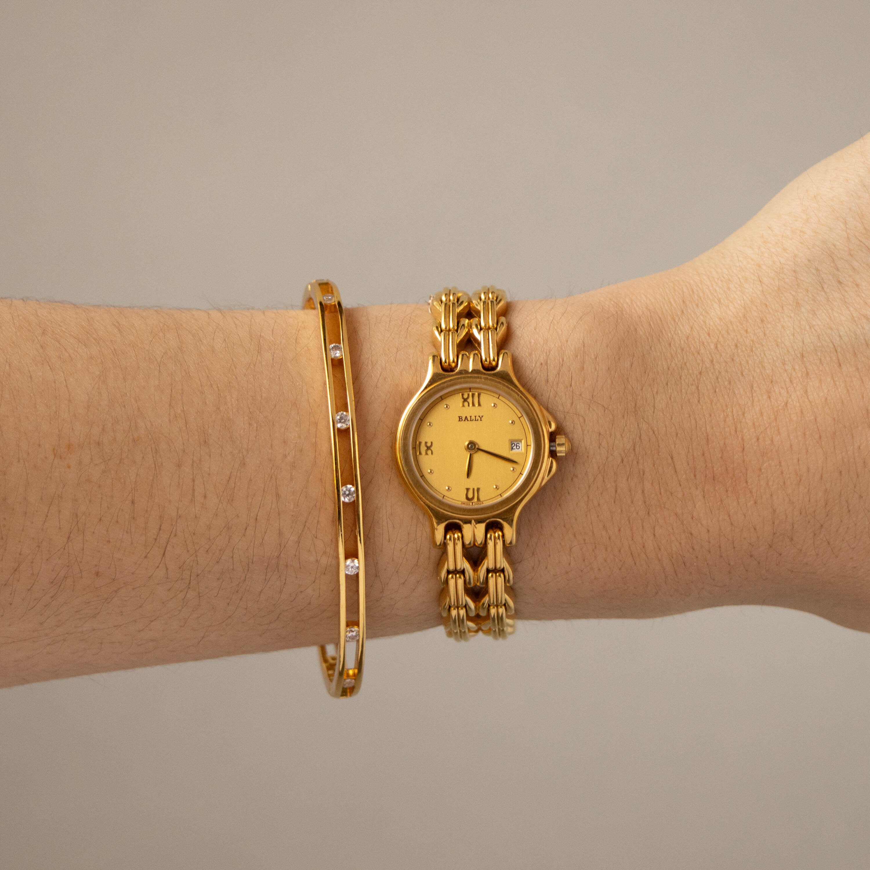 Vintage Bally Swiss Round Gold Watch