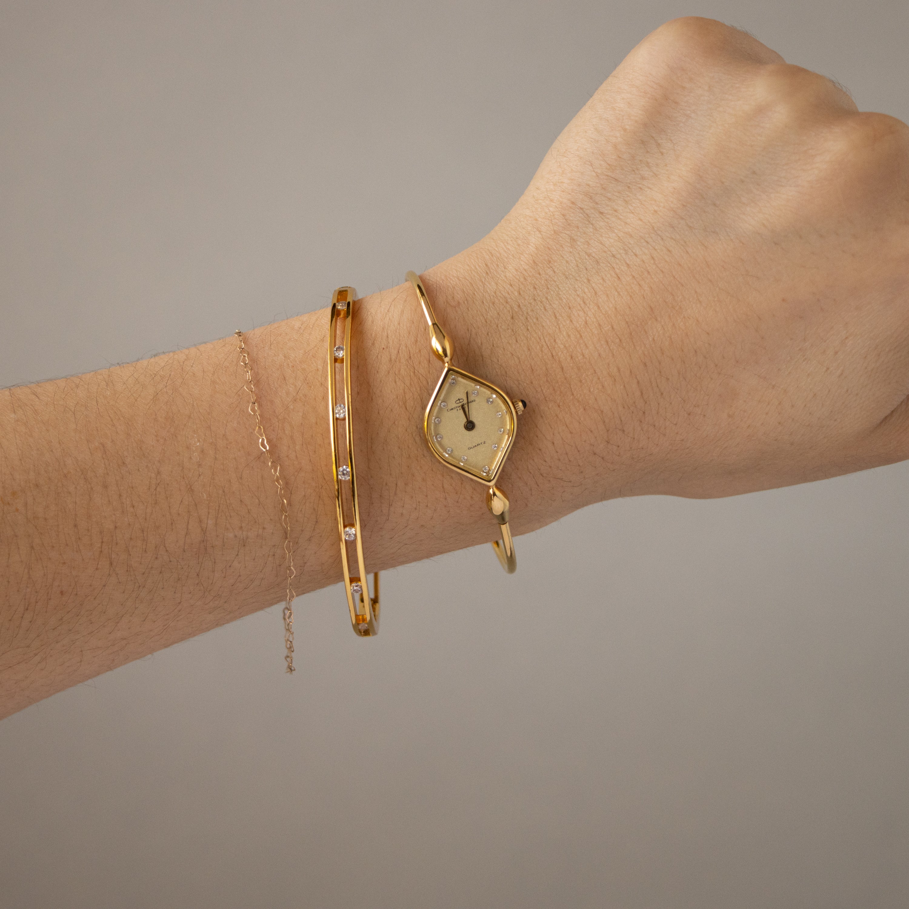 Vintage Christian Bernard Marquise Diamond Gold Watch