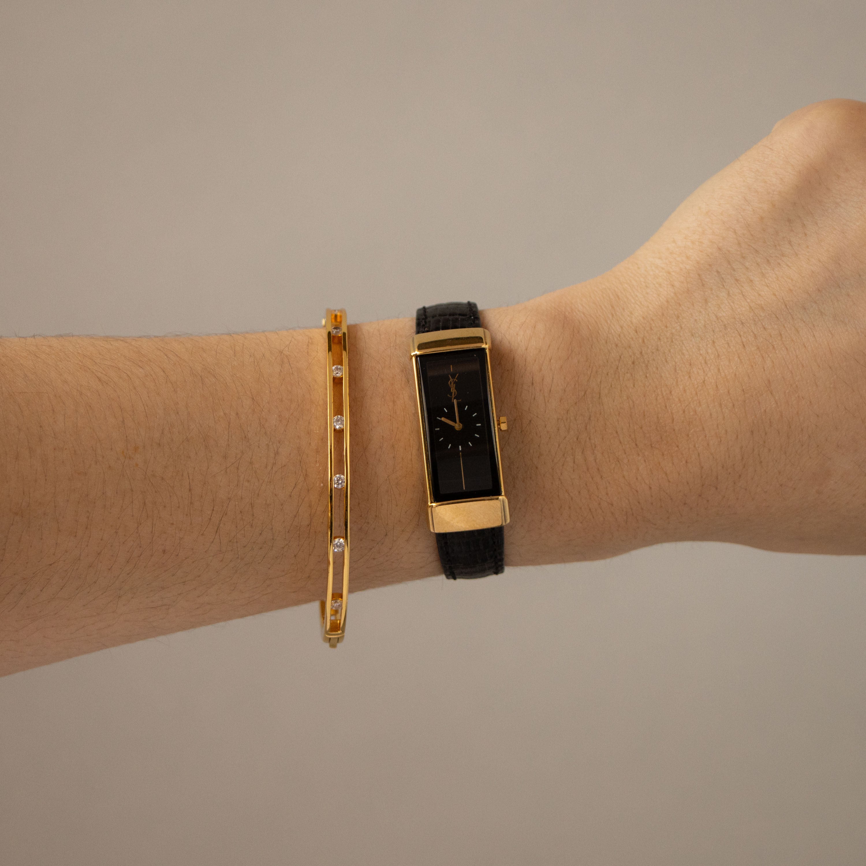 Vintage YSL Midnight Rectangular Gold Watch