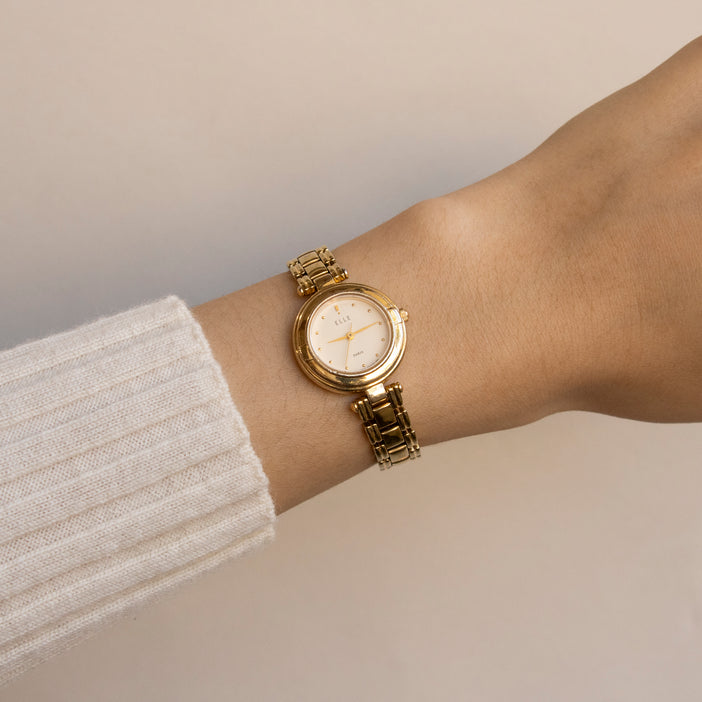 Vintage Elle Round Gold Watch