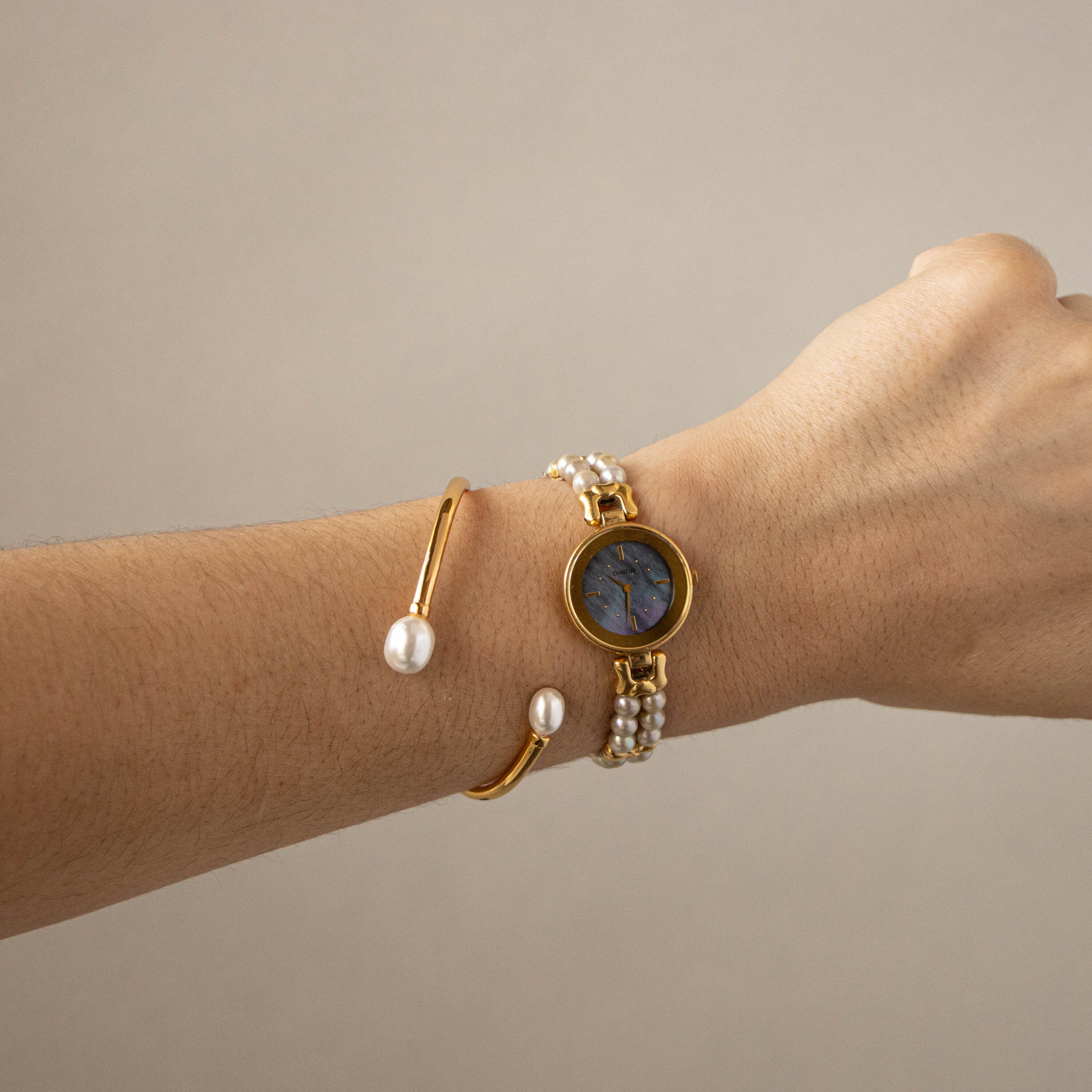 Vintage Miki Corporation Pearl Gold Watch