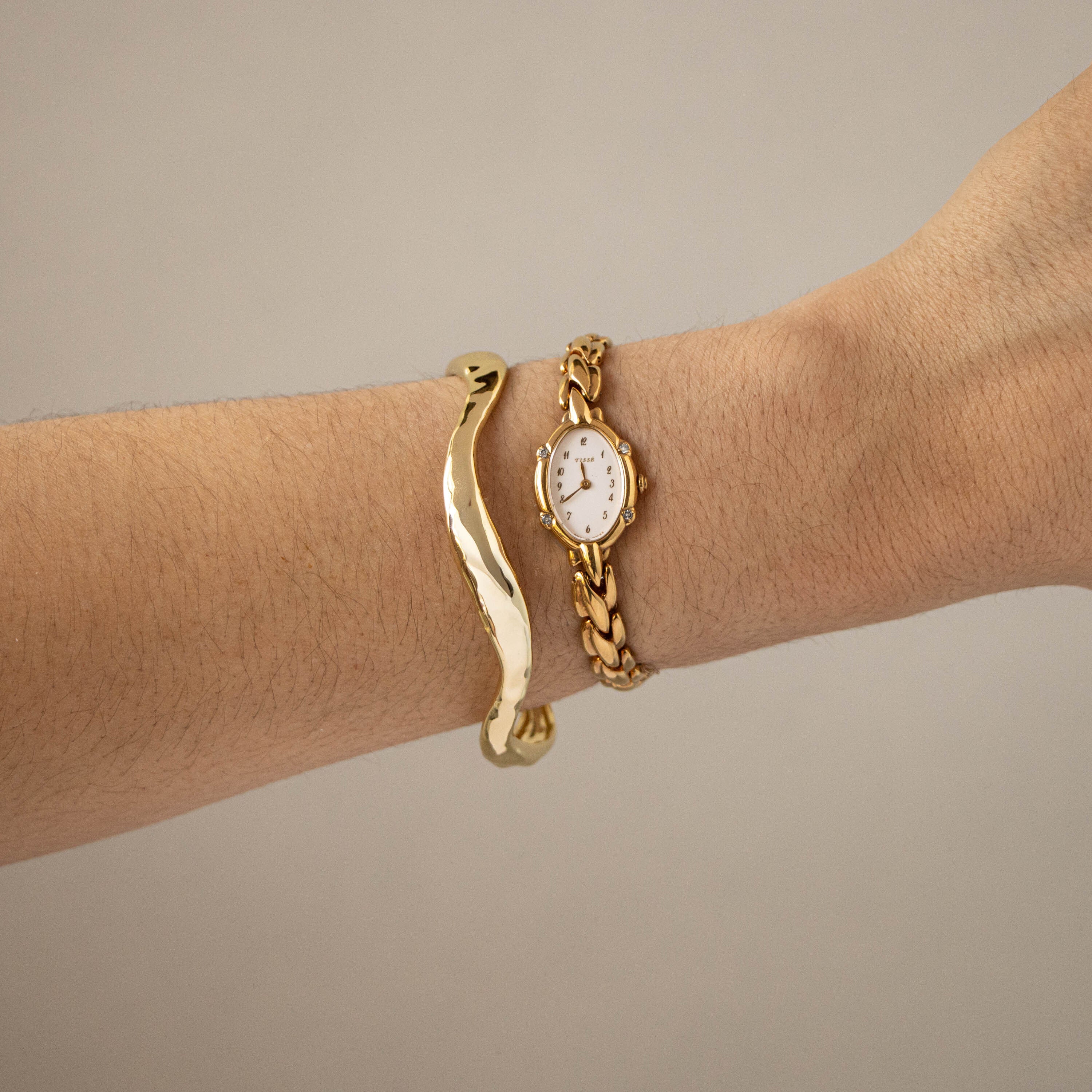 Vintage Seiko Oval Pave Gold Watch