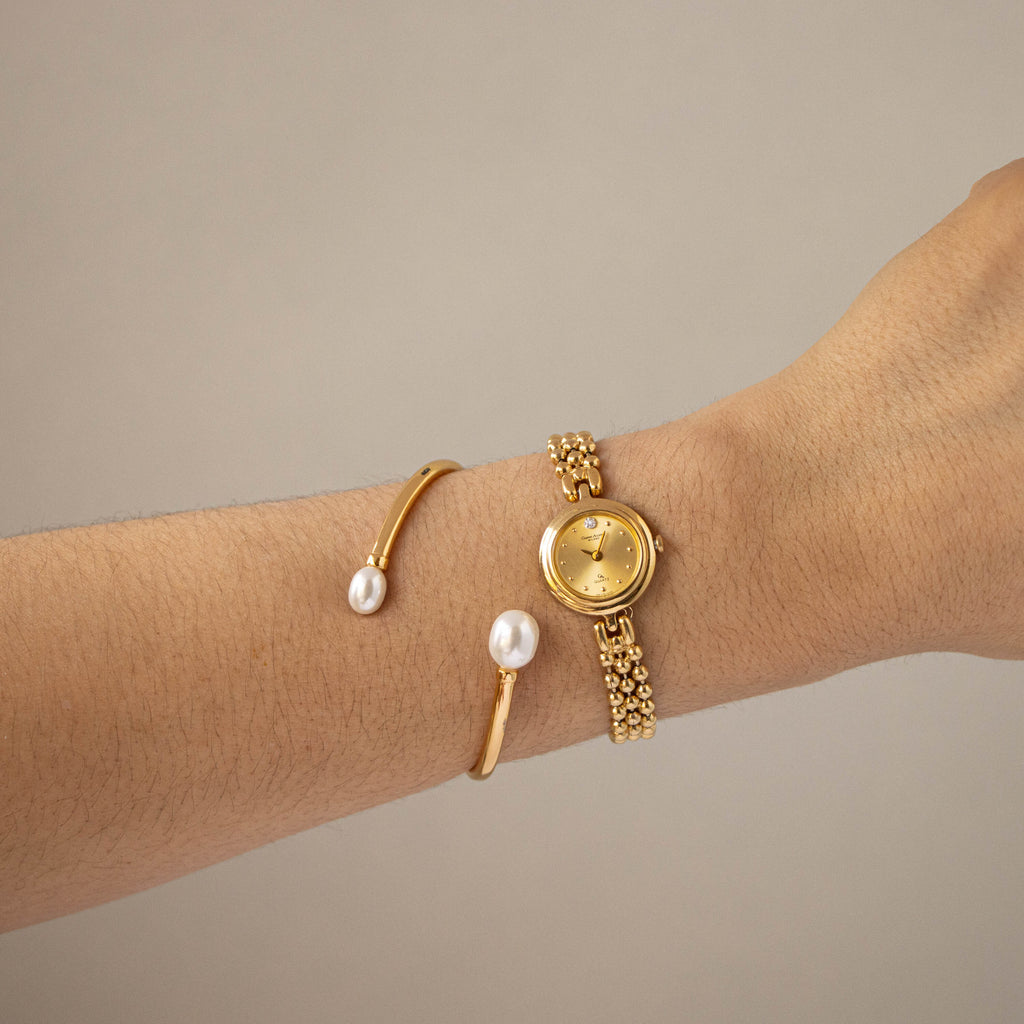 Vintage Gianni Accardi Round Beaded Gold Watch