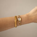 Vintage Aureole Oval Pearl Floral Gold Watch