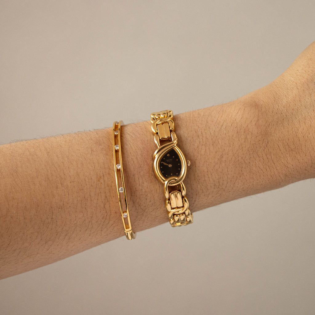 Rare Vintage Seiko Midnight Link Gold Watch