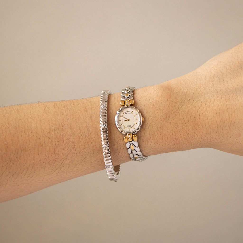 Vintage Citizen Oval Pearl Two Tone Watch