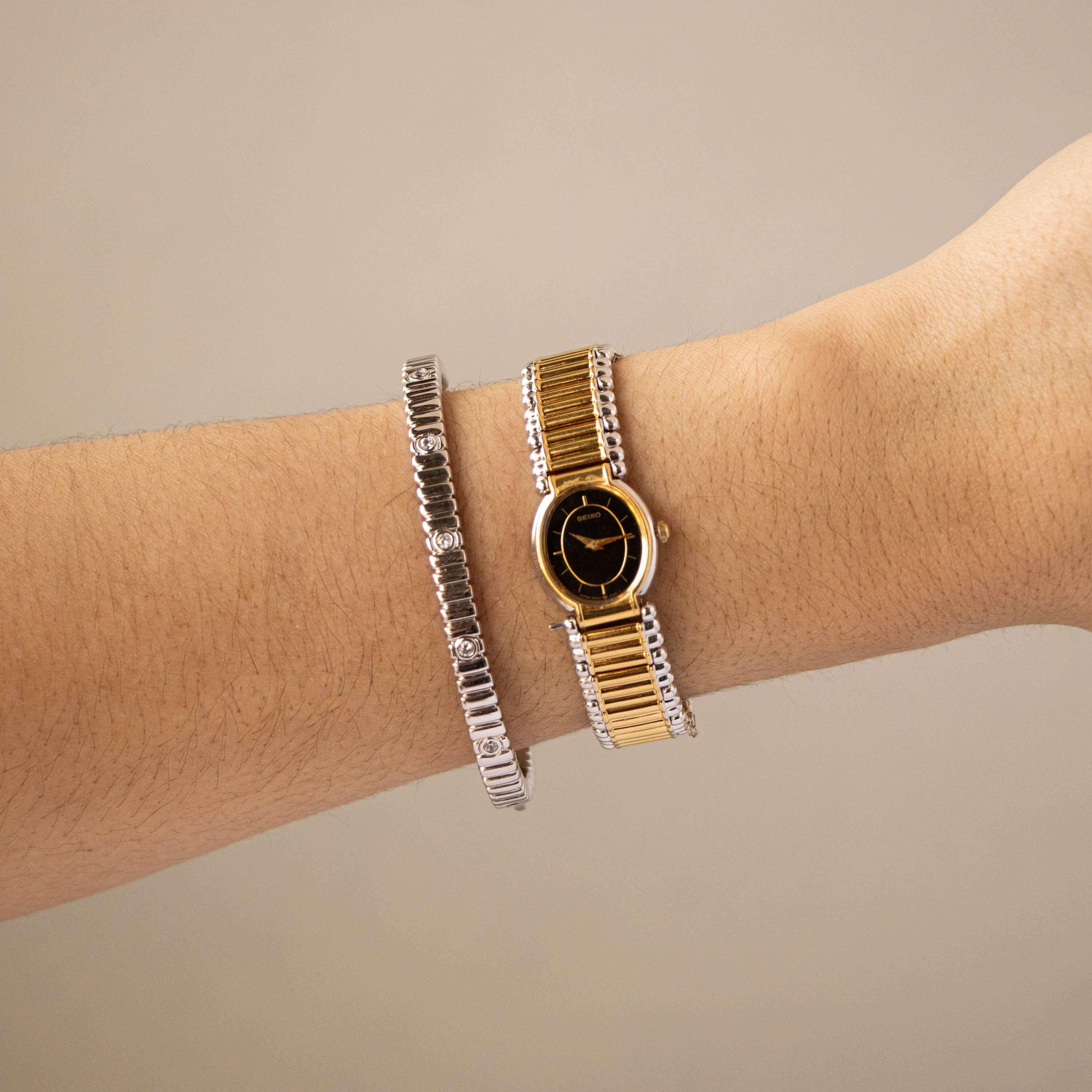 Vintage Seiko Midnight Ladder Two Tone Watch