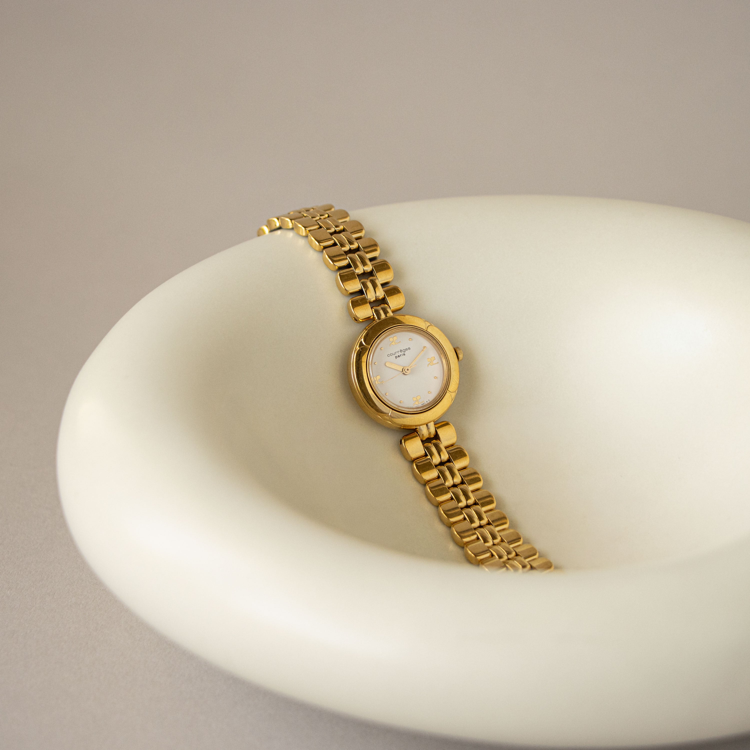 Vintage Courreges Round Gold Watch