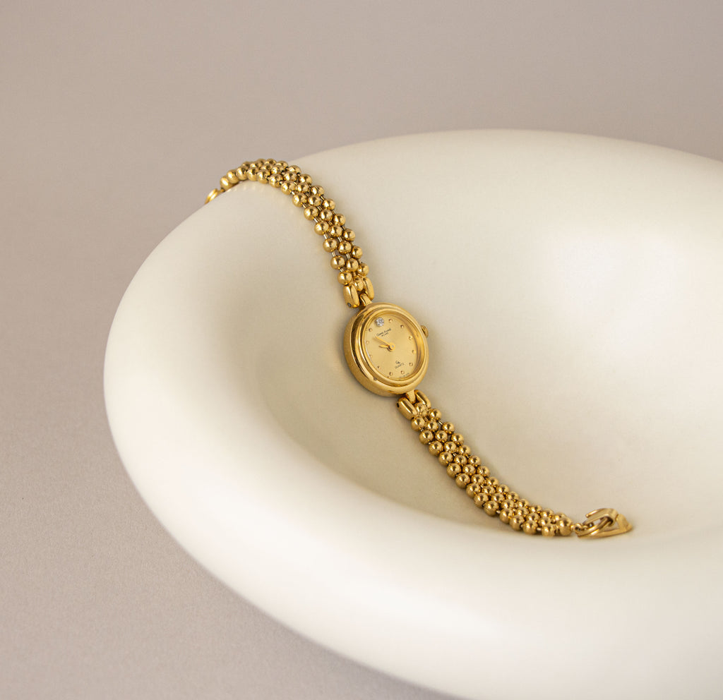 Vintage Gianni Accardi Round Beaded Gold Watch