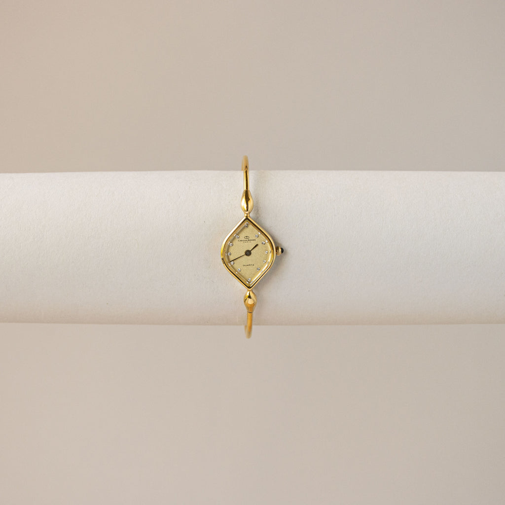 Vintage Christian Bernard Marquise Diamond Gold Watch