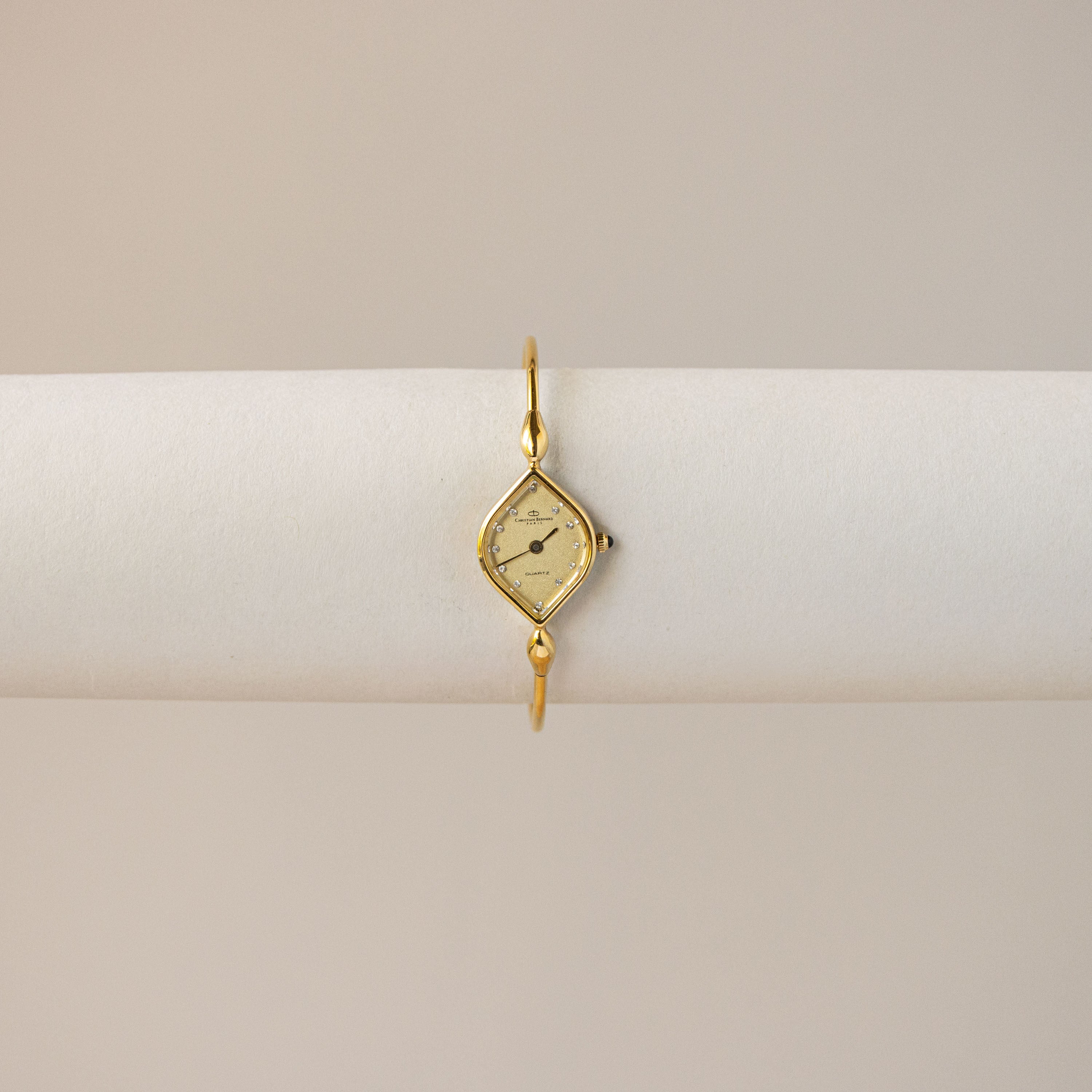 Vintage Christian Bernard Marquise Diamond Gold Watch