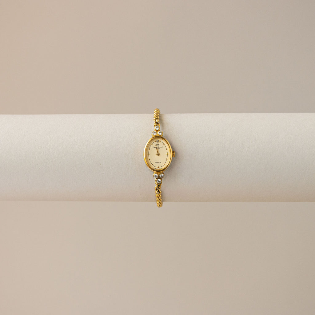 Vintage Christian Bernard Oval Rope Link Gold Watch