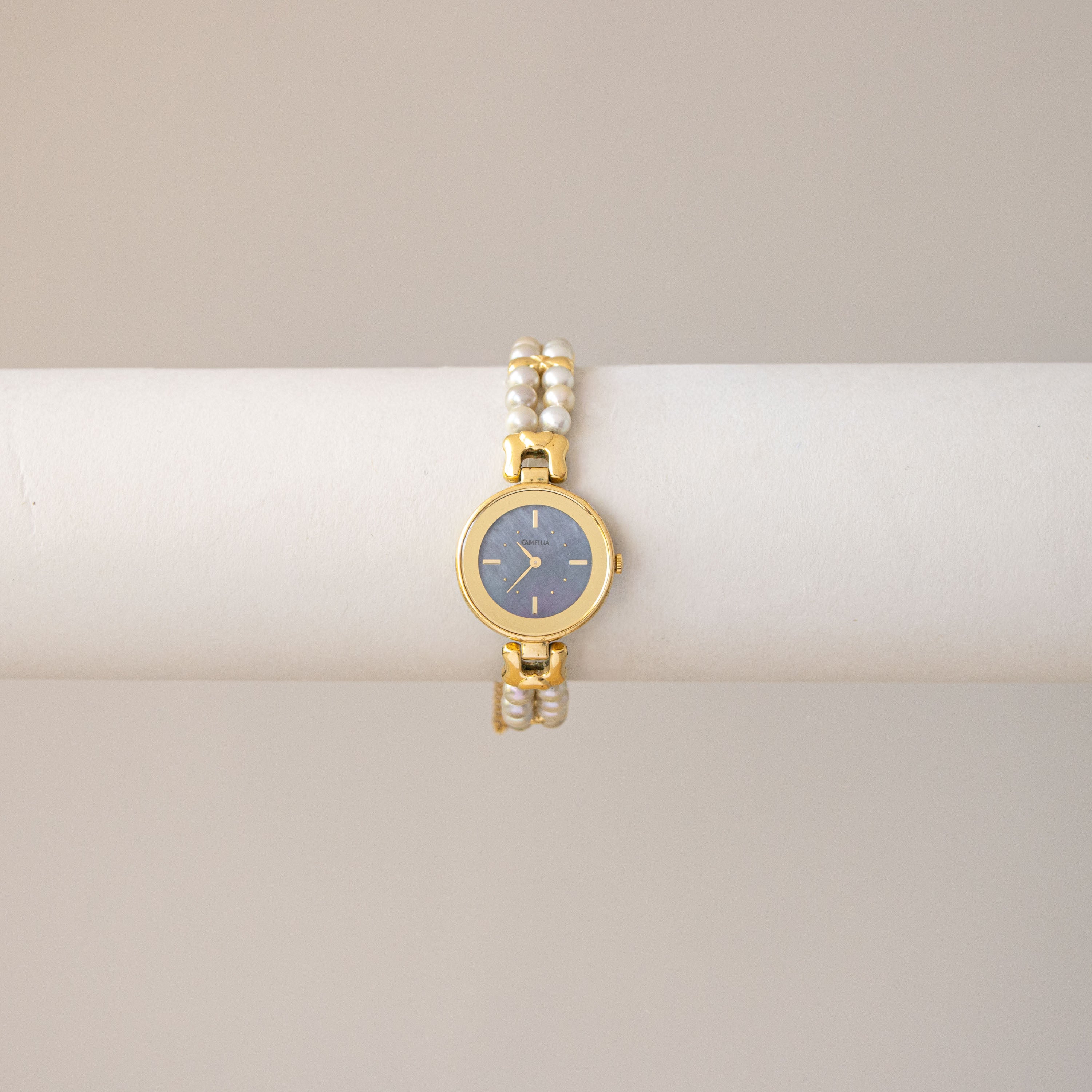 Vintage Miki Corporation Pearl Gold Watch