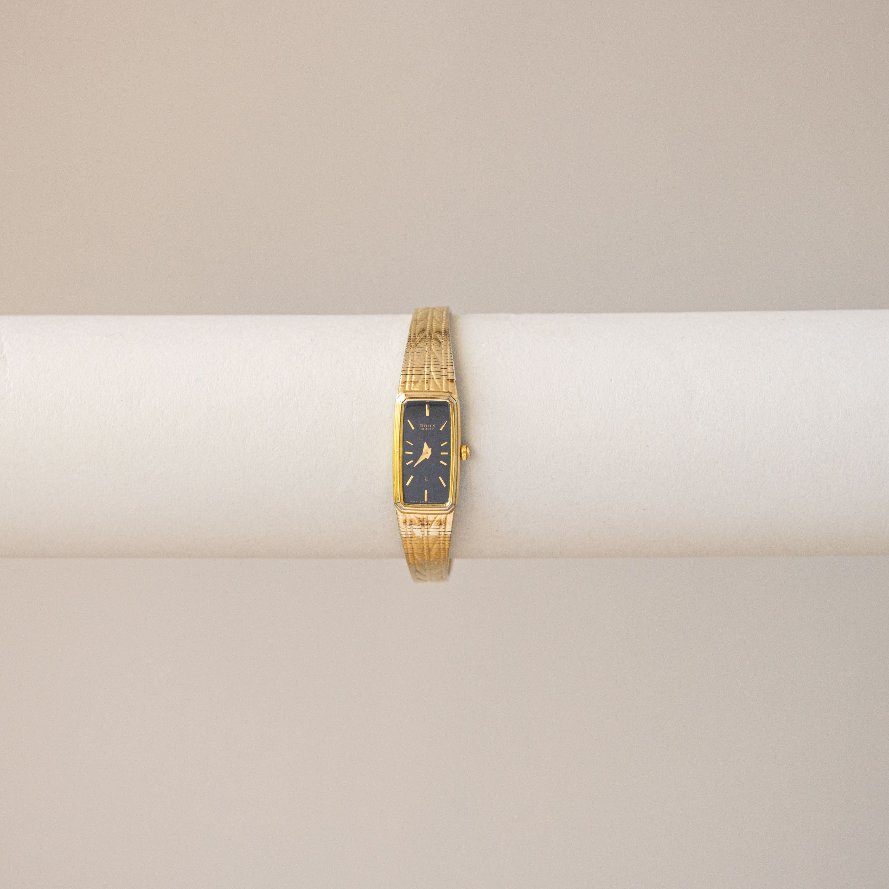 Vintage Citizen Midnight Rectangular Gold Watch