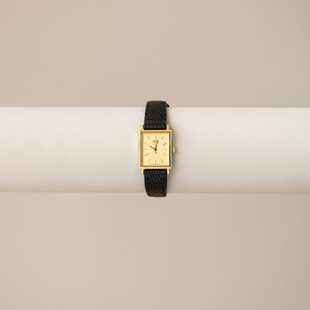 Vintage Seiko Tank Black Gold Watch