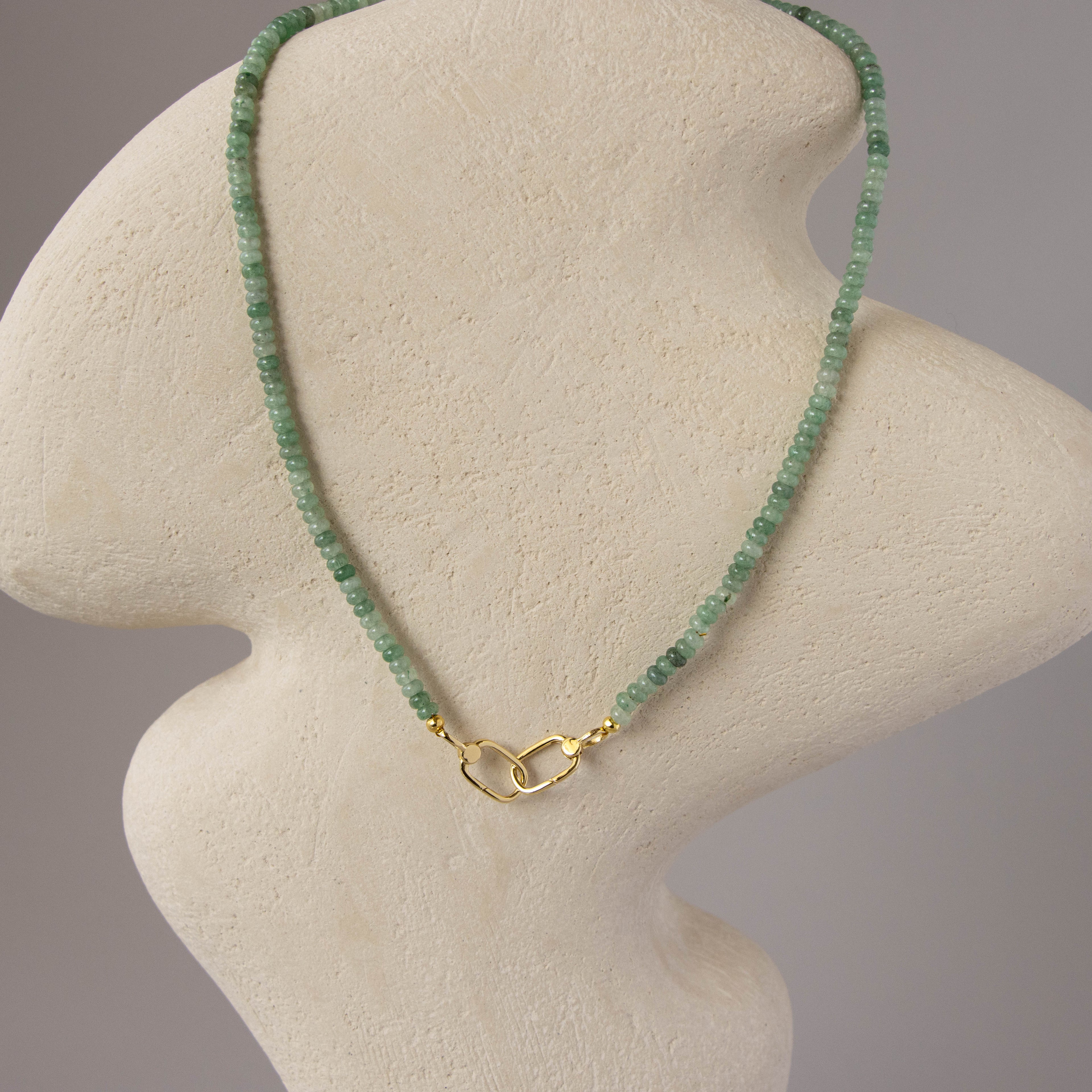 Interlocking Beaded Jade Carabiner Necklace