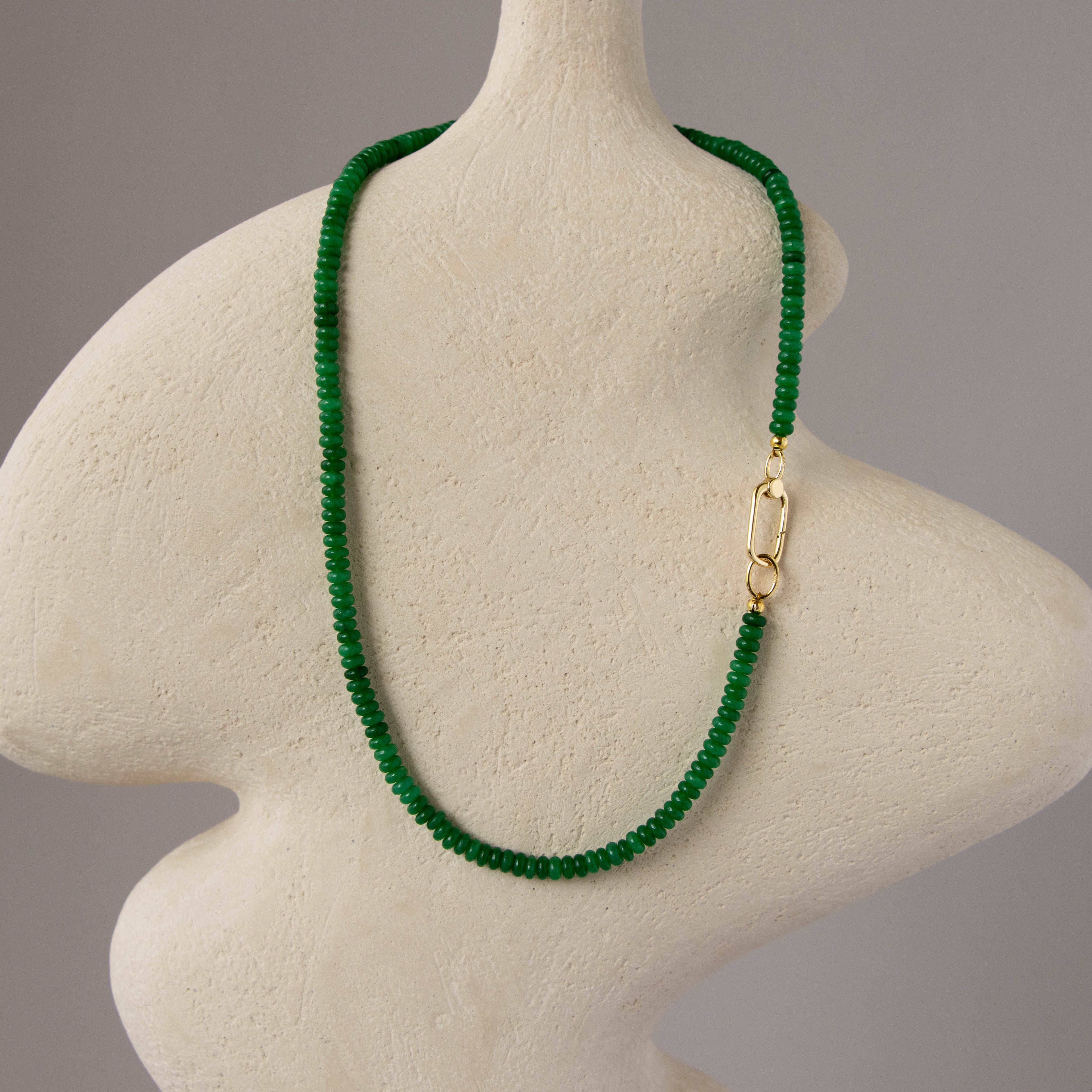 Beaded Jade Sideways Carabiner Necklace