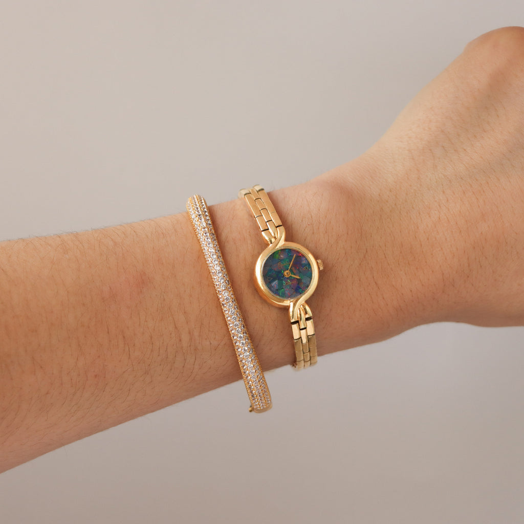 Vintage Opalex Round Mosaic Gold Watch