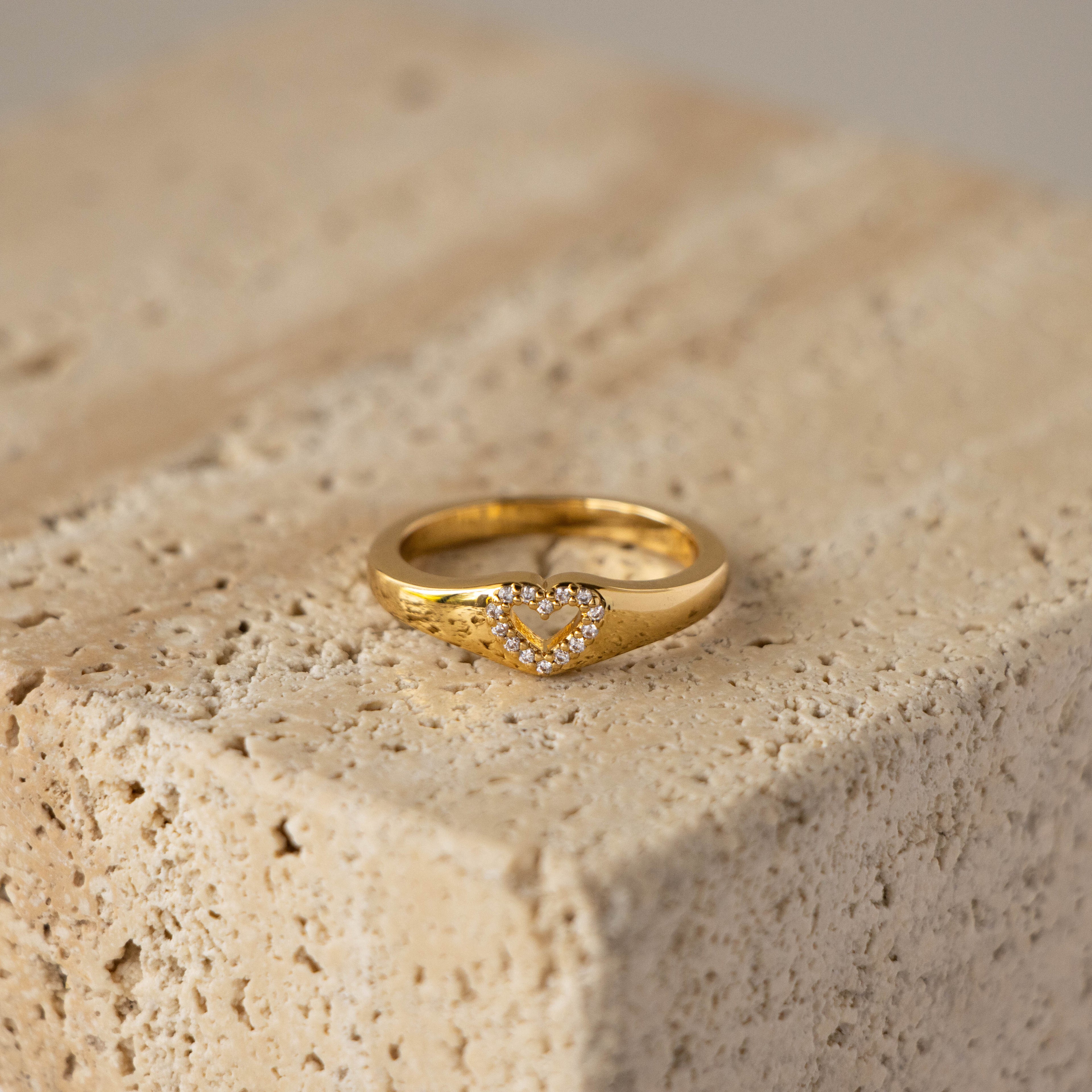 Pave Open Heart Signet Ring
