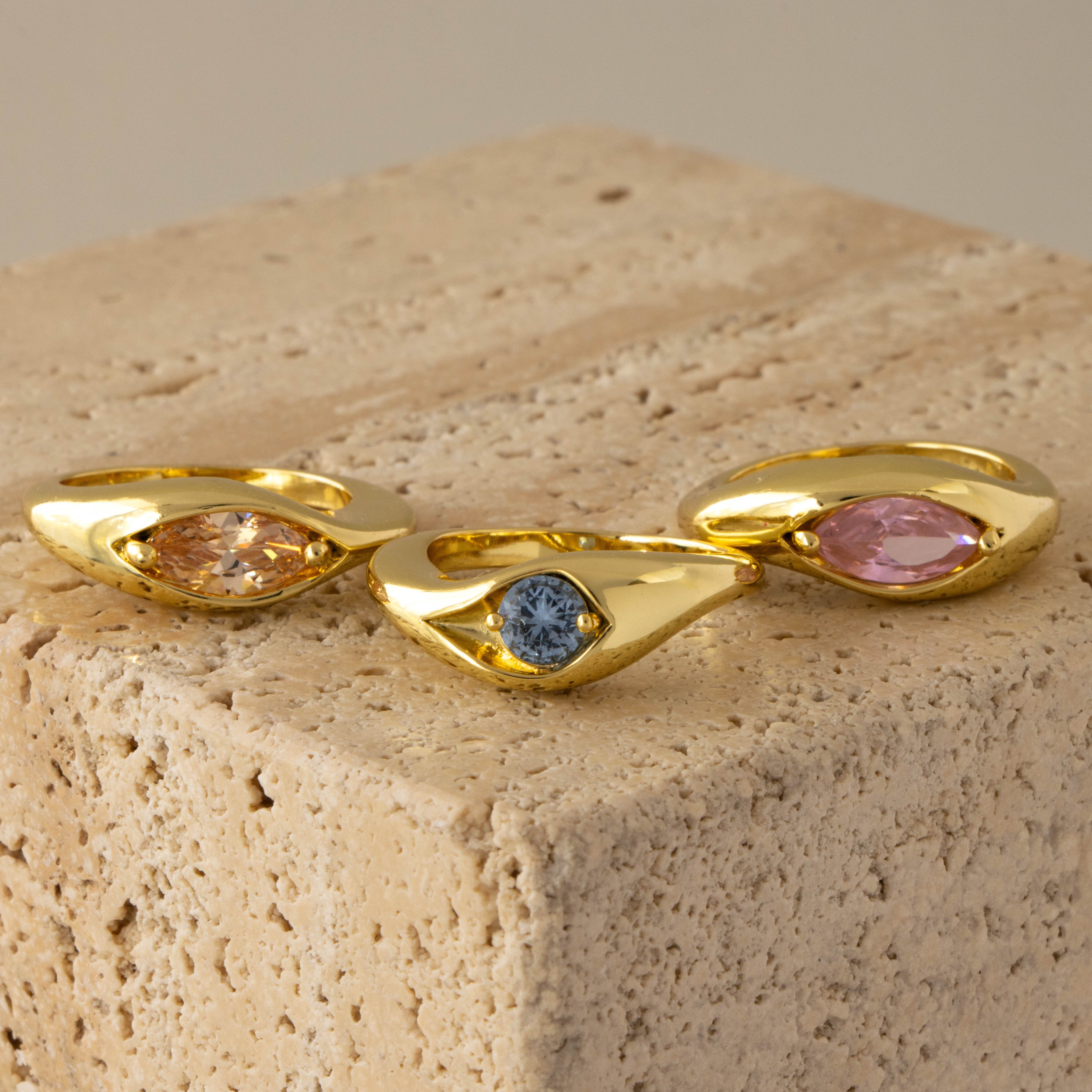 Mixed Gemstone Sculpted Ring Set