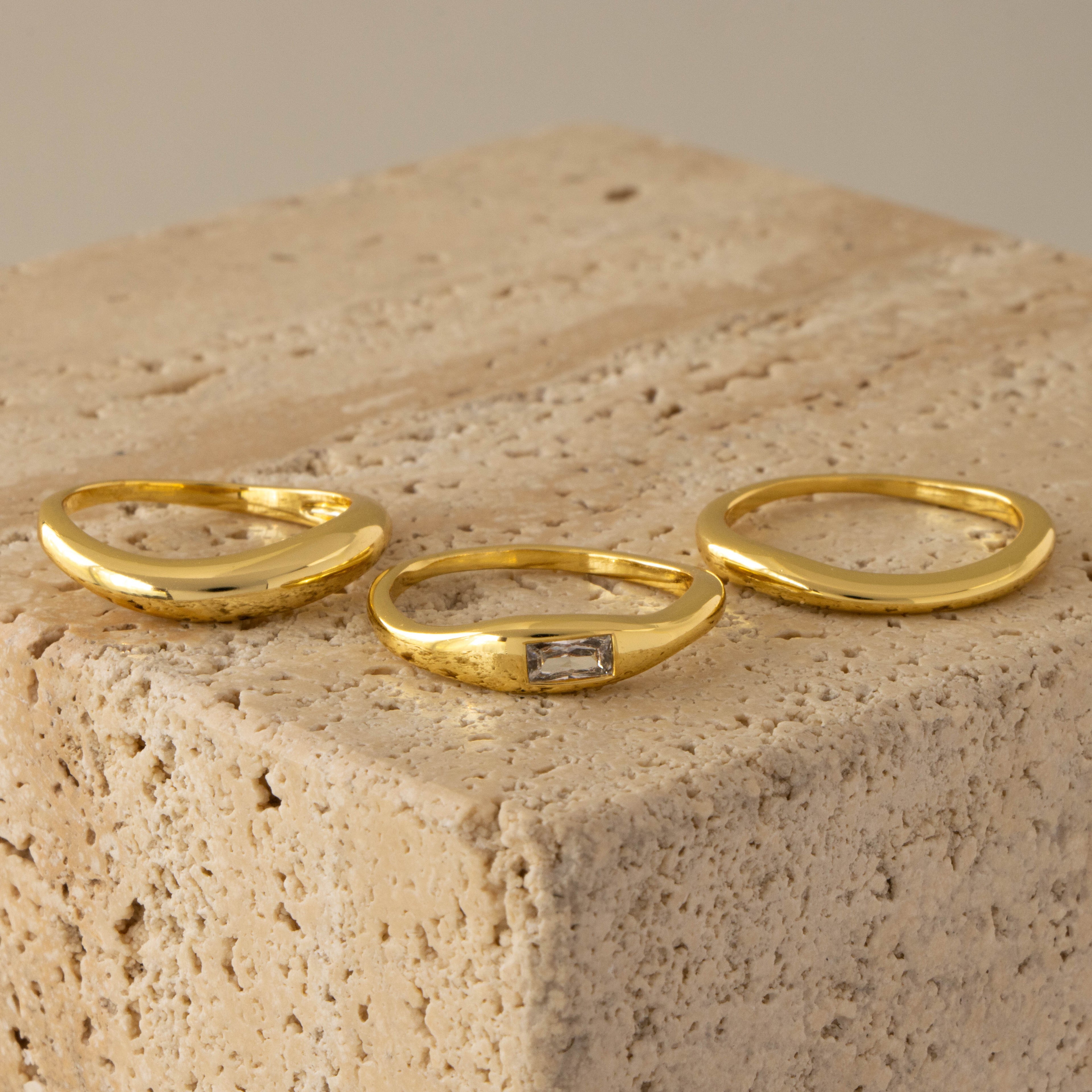 Diamond Sculpted Stacking Ring Set