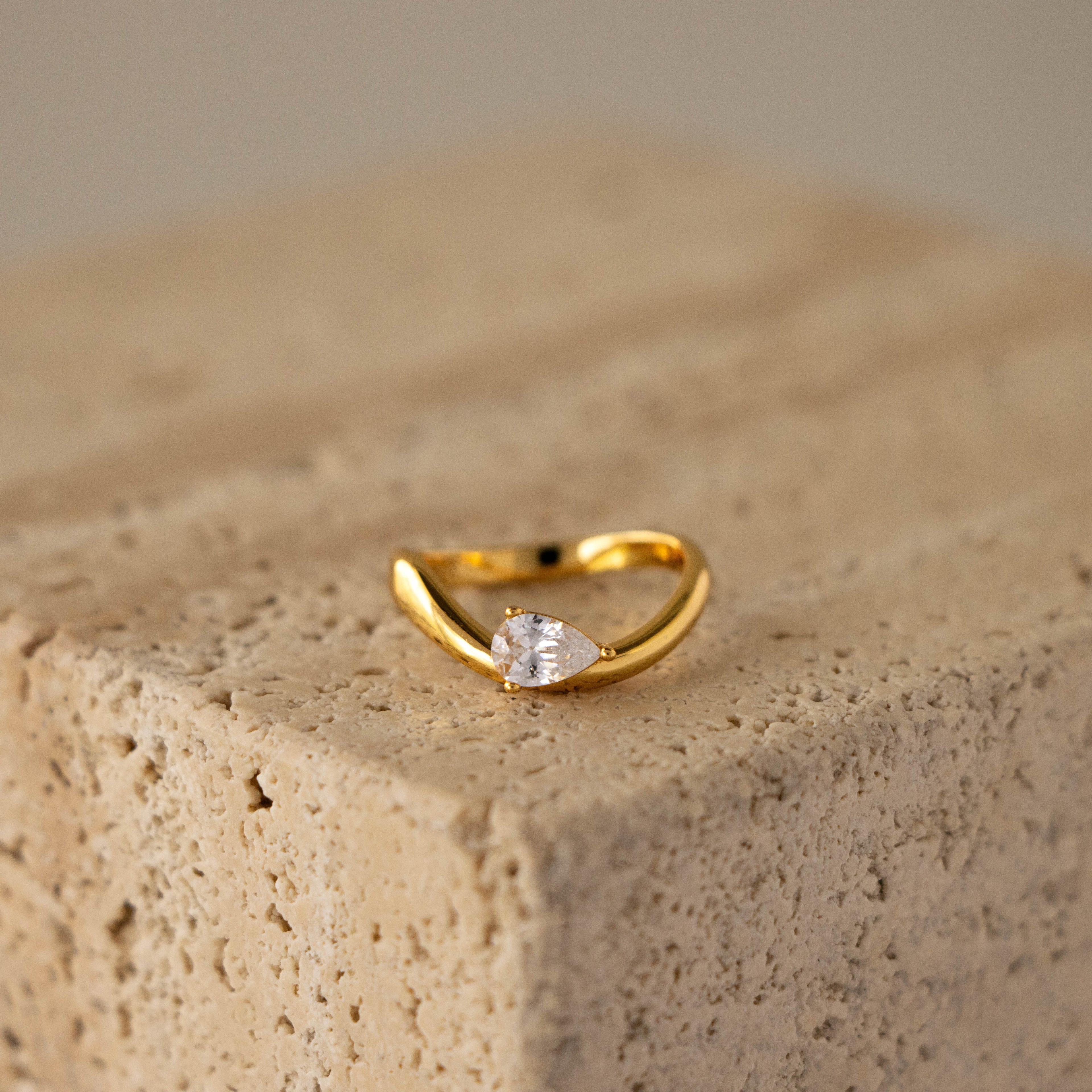 Pear Cut Diamond Curve Ring