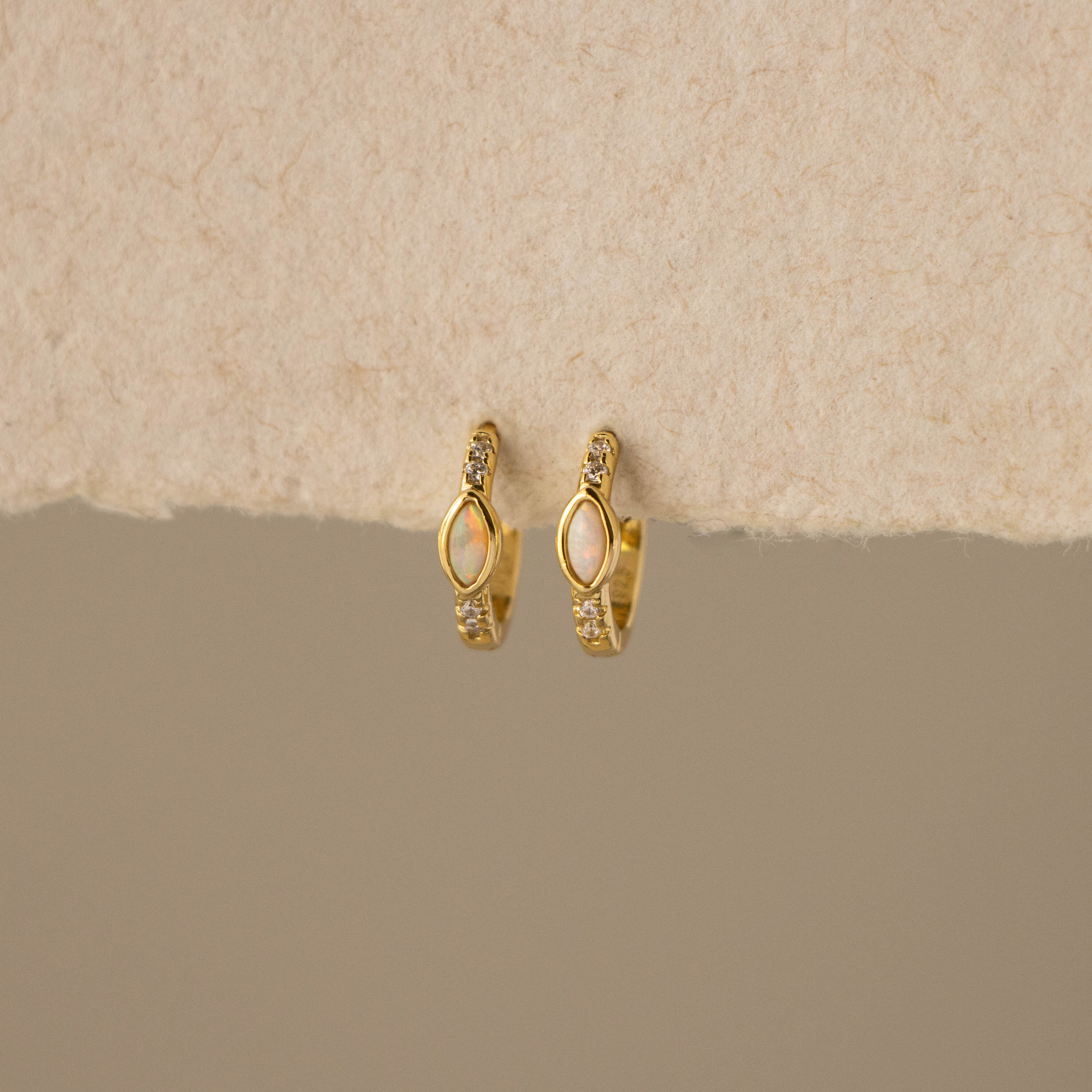 Marquise Opal Diamond Huggies